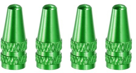 PATIKIL Bicycle Tire Valve Stem Caps, 4 Pack Anodized Aluminum French Style Universal Bicycle Tire Caps for Mountain Bikes Road Bikes, Green