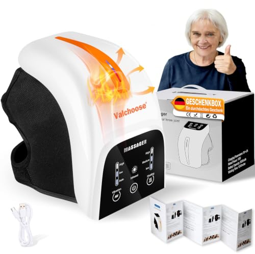 Valchoose Kabelloses Kniemassagegerät mit Infrarot-Wärme & Vibration | 3000-mAh-Akku, 3 Wärme- und 3 Vibrationsstufen, LED-Display, verstellbarer Gurt und 10-Minuten-Abschaltung – für zu Hause