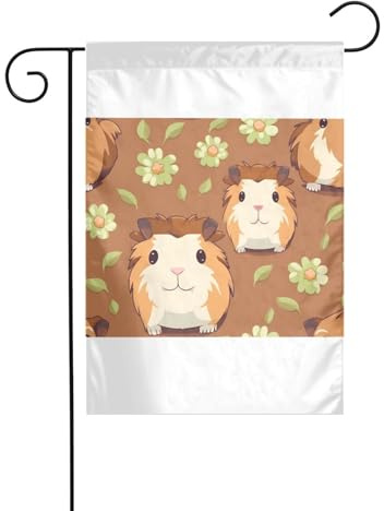 Wzywhj Image de cochon d'Inde mignon drapeau de jardin d'été double face décoration cour 30,5 x 45,7 cm