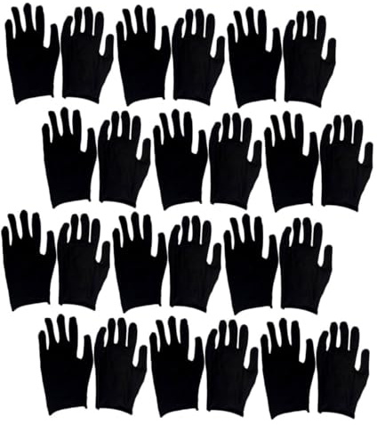 BEBEMOKO 12 Paare Schwarze Baumwollhandschuhe Dünn Atmungsaktive Arbeitshandschuhe für Herren Verstärkte Schnitt Kratzschutz Vielseitig für Gartenarbeit und Industrieeinsatz