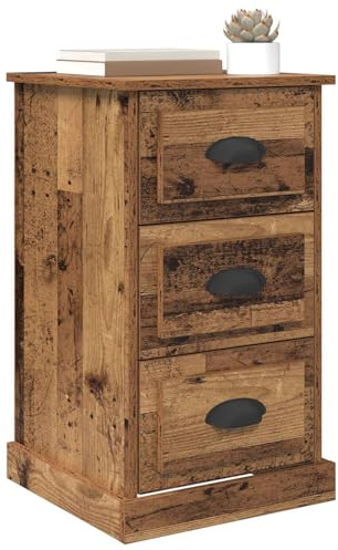 vidaXL Armario de Noche con cajón Madera Vieja 39 x 39 x 67,5 cm, Mesita de Noche espaciosa, Mesa rústica, Mueble de Madera, cabecera compacta, organización para el hogar