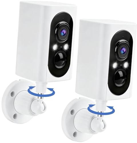 Security Cameras Wireless Outdoor 355° Pan Rotating 2K Color Night Vision Cameras for Home Security WiFi Battery Outdoor Camera Motion Detection 2-Way Talk IP65 Spotlight Siren SD/Cloud Storage 2 Pack