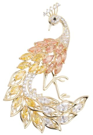 Baluue Bunte Kristall Phönix Brosche Damen Retro Brustnadel aus Legierung mit Farbenfrohen Steinen für Alltag Tasche und Kleid