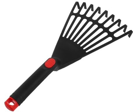 Toyvian Petit Râteau de Jardin Portatif en Plastique Noir, Robuste et Léger pour Travail de Jardinage et Plate-Bande