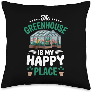 Cute Greenhouse Art for Men Women Gardening Greenhouse Owner Throw Pillow