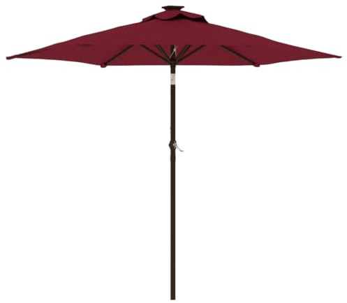 Xhnifbn Parasol de jardin, 225 x 225 cm, avec mât en acier, bordeaux, inclinable, avec manivelle, protection UV, voile d'ombrage pour balcon, terrasse et camping