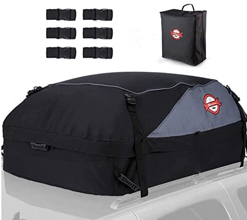 Sailnovo Auto Dachbox Faltbar Dachtasche Wasserdicht Dachkoffer Tragbar Dachboxen Dachträger Tasche Aufbewahrungsbox mit Dach Verstärkten Riemen für Auto (Klassischer Stil Türhaken, 15 Kubikfuß)