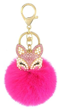 feifanshop Damen Künstlichen Kaninchenfell Pom Pom Ball Fell Pelz Bommel Schlüsselanhänger Taschenanhänger Schlüssel Taschen Fellanhänger Pelz-Anhänger für Telefon Handtaschen Auto