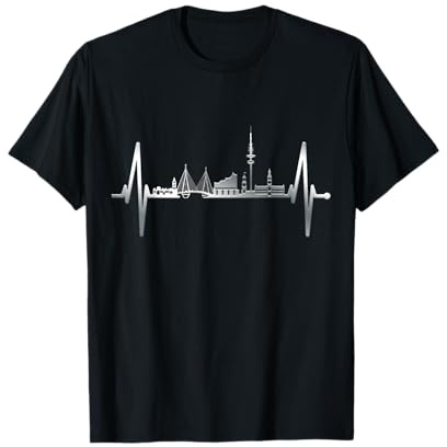 Hamburg Skyline Herzschlag Hamburger Hafen Liebe Fan Hamburg T-Shirt