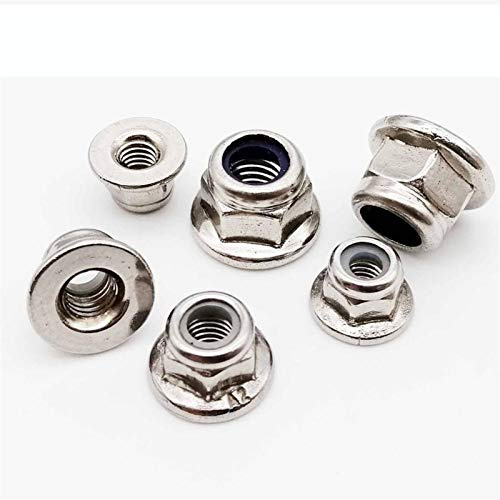 NJ-Spring, 10 / 50PCS M3 M4 M5 M6 M8 M10 M12 Negro de Carbono 304 A2-70 de Acero Inoxidable Hexagonal Brida de Nylon Inserto de Cierre Tuerca autoblocante Nylock Contratuerca