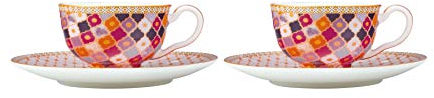 Maxwell & Williams Teas & C’s Kasbah Espresso Cups and Saucers in Gift Box, Porcelain, Rose, Set of 2 (4 Pieces)
