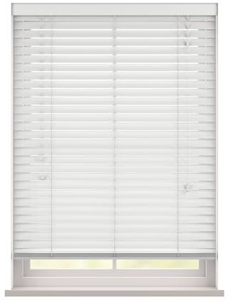 Custom Made To Measure Real Wooden Venetian Blinds with strings (50mm Slats) (Ultra White, Up To 120cm (Width) x Up To 120cm (Drop))