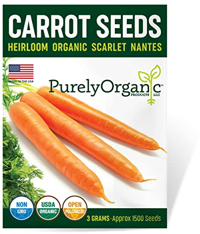 Organic Carrot Seeds (Scarlet Nantes) - Approx 1500 Seeds - USDA Organic, Non-GMO, Open Pollinated, Heirloom, USA Origin