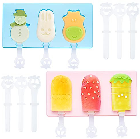 Qoosea Popsicle Molds (2 Pack) Reusable Silicone Ice Pop Mould Food Grade Ice Lolly Molds with Lid Ice Cream Mould DIY Popsicle Maker for Frozen Dessert Chocolate Cake Popsicle