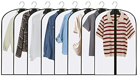 JSF Kleidersäcke, abdecken 8 Stück Translucent Kleidersäcke 60x80CM kleiderhüllen Schutzhülle, für Anzüge Kleider Mäntel Sakkos Hemden Abendkleider Anzugsack Aufbewahrung