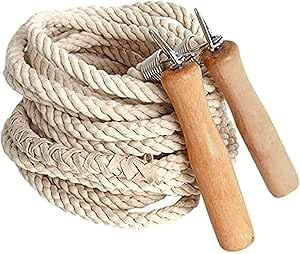 Doctor Sport Lange Springseil, FitnessTraining 5 m | Mehrspieler-Seil, Springseil mit Holzgriff für Schule, Sport, Outdoor-Aktivitäten