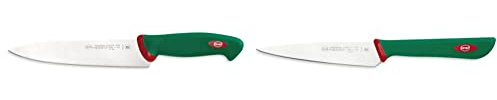 Sanelli Premana Coltello Cucina, Acciaio Inossidabile, Verde, 20 cm & Premana Professional Coltello Spelucchino, Acciaio Inossidabile, Verde/Rosso, 12 cm