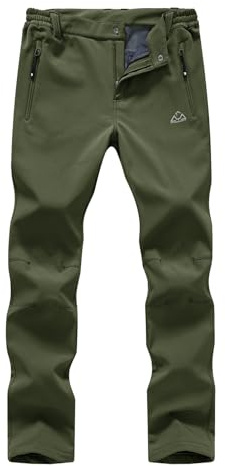 donhobo Damen Wanderhose Outdoorhose Wasserdicht Softshellhose Winddicht Winter Warm Gefüttert Trekkinghose Campinghose Skihose (Armeegrün, L)