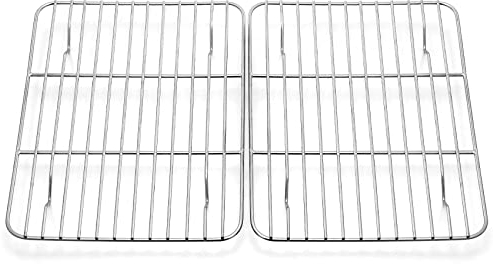 Onader Griglia di Raffreddamento in Acciaio Inox, Piccola griglia di Raffreddamento per Torte, Set da 2 Pezzi, per arrosti, grigliate, Sano e Durevole, Lavabile in lavastoviglie, 24,5 x 19 x 1,5 cm