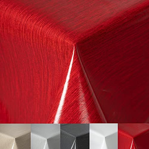 Wachstuchtischdecke Tischdecke abwaschbar PVC Plastik-Tischdecken Gartentischdecke RUND OVAL ECKIG Rechteckig Outdoor Wachs Tafeldecke (Rot, Eckig 110x140cm)