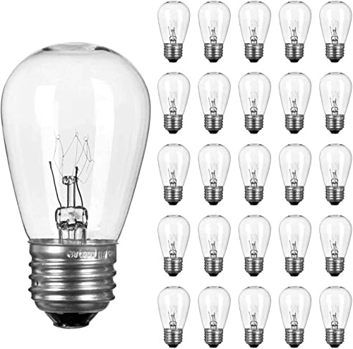Moonflor 48 Pack S14 Light Bulbs, 11 Watt Warm Commercial Grade Replacement Incandescent Glass Bulbs with E26 Medium Base for Outdoor Patio Garden Vintage String Lights
