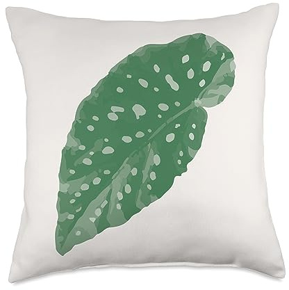 Flower Polka dot Begonia beauty cover for women Cute Maculata Polka dot Begonia Leaf for Men Women Throw Pillow, 18x18, Multicolor