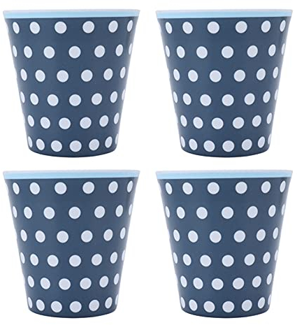 4 Tazze da Caffè in Melamina, Otufan 260 Ml/8,7 Once Tazza in Melamina Melamina con Pois Blu Scuro Tazza Per Bevande in Porcellana Imitazione Adatta Per Regali di Ristoranti Per Feste in Casa