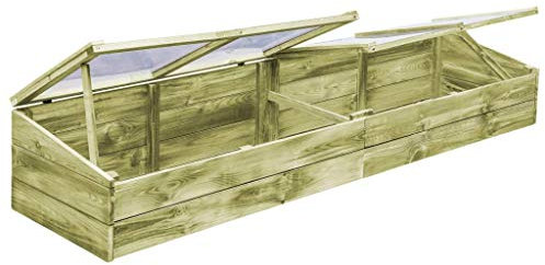 Tidyard Serra in Legno,Serra per Fiori e Piante,Serra da Esterno,Piante Box,Vivaio Protezione Piante,Fioriera,Termici per Piante,Fiori,Aiuola Rialzata con Tetto,Legno di Pino Impregnato 200x50x35 cm