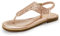 PIZZ ANNU Sandali Piatti da Donna da Estate Infradito Glitter Comodi Eleganti Toe-Post Ciabatte Scarpe per Spiaggia Casual Tacco Bassi Oro Rosa EU 40