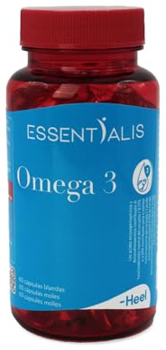 Essentialis Omega 3-Cápsulas de 650 mg de alta concentración de DHA 250 mg y EPA 350 mg-Con vitamina E-Ácidos grasos de calidad sin sabor-Cápsulas blandas de aceite de pescado- 60 días-
