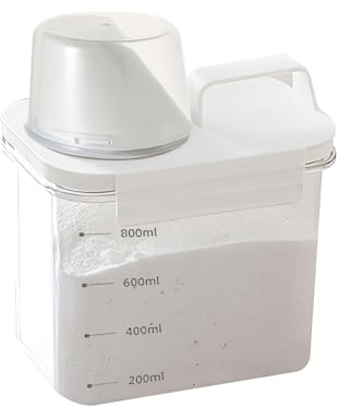 DAKLUNAR Contenitore per detersivo, detersivo in polvere, contenitore per detersivo, contenitore dosatore per detersivo, contenitore per detersivo, dispenser con manico e scala (1100 ML)