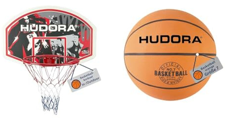 HUDORA Basketballkorb Set - Indoor & Outdoor Basketballkorb mit Brett - Basketball Korb inkl. Befestigungsmaterial zur Wandmontage - Basketballbrett & Korb für Erwachsene/Jugendliche & Kinder