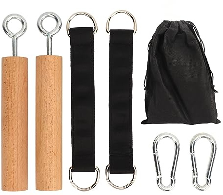 Yuezhongoo Klimmzuggriffe zum Klettern, Klettergriffe aus Holz mit Aufbewahrungstasche, Bequeme Griffe, Muskelkraft aufbauen, Klimmzüge für Männer