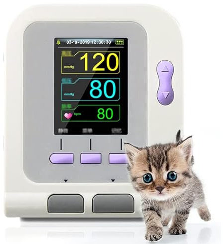 Bianca,RVUEM Misuratore Digitale Pressione Sanguigna Veterinaria,Sfigmomanometro Elettronico Veterinario,Attrezzature Veterinarie,Misurazione Dell'Ossigeno Nel Sangue,Per Cani/Gatti/Animali Domestici