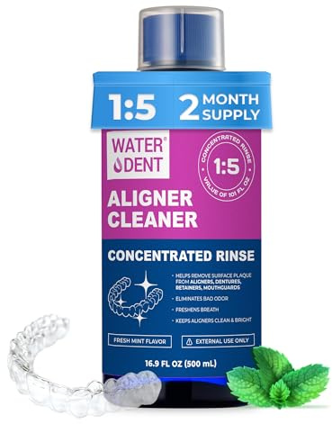 ALIGNER Cleaner Rinse | Concentrated | Clean INVISIALIGN, retainers, dentures, Mouth Guards | 2 Month Supply, (Pack of 1 - Value of 101 fl.oz), Alcohol Free, Minty & Fresh. Made in USA - Pack of 1