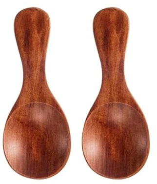 1-10 mini cucharas de madera para cocina, especias y condimentos, cucharillas de café y azúcar, cucharas de madera de mango corto para niños, vajilla para el hogar, 2 unidades, color marrón