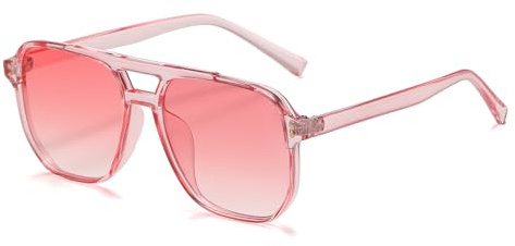 YAMEIZE Retro Pilot Sunglasses for Women Men 70s Square Vintage Oversized Double Bridge Sunglasses UV400 Protection