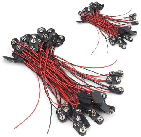 HJIAMA 40 Piezas Conector Pila 9v, Clip de Batería de Tipo I, Conector Soporte para Pila 1 Tipo con Cable 150 mm, Plástico Tipo I y Cuero Tipo I, Clip Batería para Dispositivos Pequeños | Conector Soporte para Pila 1 Tipo con Cable 150 mm, Plástico Tipo I y Cuero Tipo I, Clip Batería para Dispositivos Pequeños
