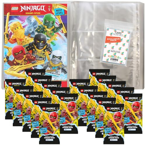Bundle mit Lego Ninjago Serie 9 Next Level Trading Cards - 1 Leere Sammelmappe + 20 Booster + Exklusive Collect-it Hüllen