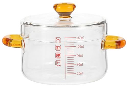 PHENOFICE Glas Kochtopf Mit Deckel Und Doppelgriff Kleiner Suppentopf Für Küche Zum Kochen Und Dämpfen Stabiles Kochgeschirr Aus Transparentem Glas
