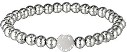 KIM JOHANSON® Edelstahl Damen Beads Armband in Silber, Gold & Roségold | Perlenarmband mit 6mm Kugeln | Wasserfest | Boho Schmuck | Elastisches Kugelarmband | Multi Layer Armkette | Inkl Schmuckbeutel