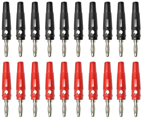 20 Stück Bananenstecker, 4mm Premium Bananenstecker, Schraubbar Banana Plug Gold Überzogener, 20A Banana-Steckverbinder Vernickelt Kunststoff, für Kabel Boxen Endstufen AV-Receiver HiFi Stereoanlagen