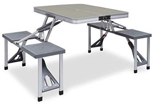 ShGaxin Klappbarer Campingtisch mit 4 Sitzen, Camping Tisch Stuhl Set, Picknick Set, Picknick Tisch Und Stühle Klappbar, Camping Sitzgruppe Klappbar, Stahl Aluminium