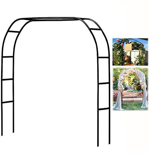 Metall-Gartenlaube mit Sockeln für Kletterpflanzen, extra hoch, Hochzeitsbogen, Pergola, Rankgitter für Weinreben, Torbogen im Freien, Schwarz B 80 x H 200 cm