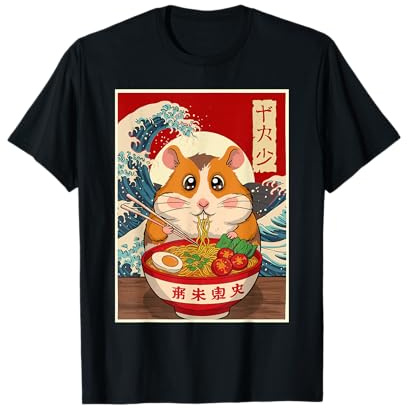 Hamster Ramen Japanese Funny Graphic Tees Kawaii Anime Gifts T-Shirt