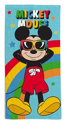 hermet, Disney, Telo Mare Topolino, 70x140 cm, Asciugamano da Spiaggia o Piscina, 100% Morbido Cotone, Pratico e Leggero