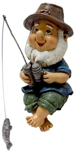 Garden Gnomes, Resin Fishing Gnomes Decorations for Yard, 1.8x2.8x3.9 Inch Garden Statues for Flower Pot Patio Lawn Outdoor.
