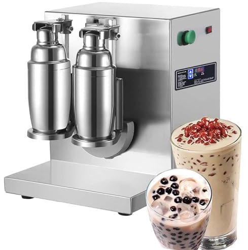 KJZQXYX Máquina agitadora eléctrica de té con Leche, Acero Inoxidable y Tazas Dobles, té con Leche automático de Doble Marco y coctelera, para té de Burbujas, Jugo