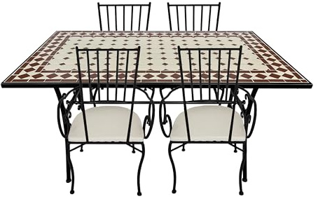 AXI Leonie Bistroset 5-teilig mit Mosaik Rot/Weiß | Bistrotisch mit 4 Stühlen | Bistro Gartenmöbel Set für Garten/Balkon/Terrasse | Balkonset/Sitzgruppe