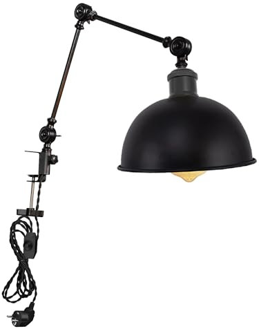 FSLiving Retro Klemmleuchte,1 Packung Leselampe mit 2,5 m Kabel, Dimmbar Nachttischlampe,Augenpflege Schreibtischlampe für Büro Heimgebrauch, E27 Lampenhalterung DZ0148